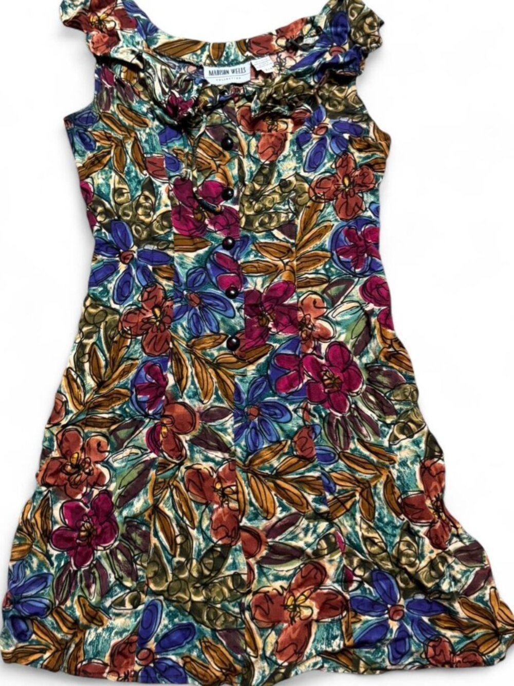 90s Floral Print Mini Dress By Madison Wells Size 3/4